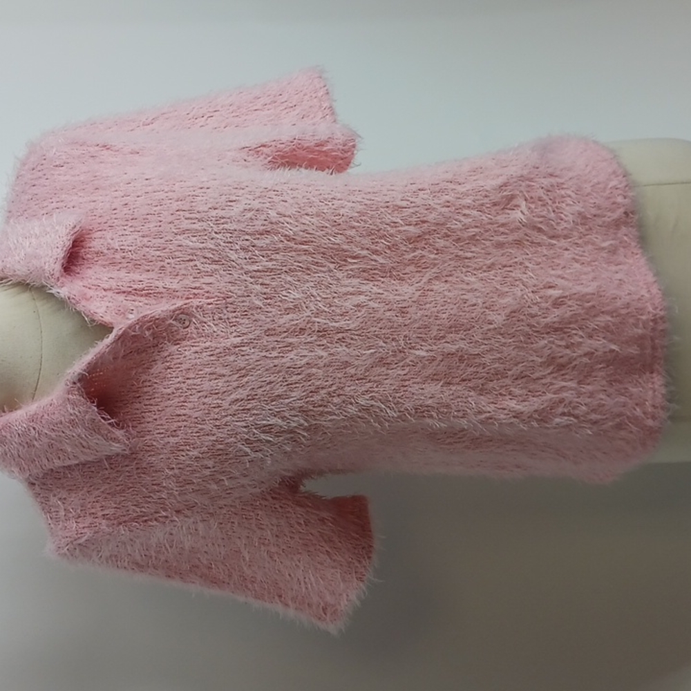OVS pink short-sleeve eyelash pullover-sz L (12-14)